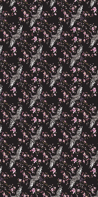 Store occultant fenetre avec motifs de hérons et de fleurs