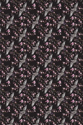 Store occultant fenetre avec motifs de hérons et de fleurs