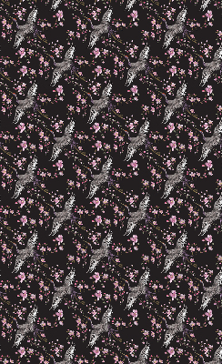 Store occultant fenetre avec motifs de hérons et de fleurs