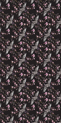 Store occultant fenetre avec motifs de hérons et de fleurs