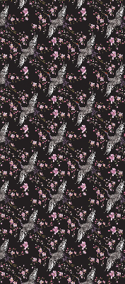 Store occultant fenetre avec motifs de hérons et de fleurs