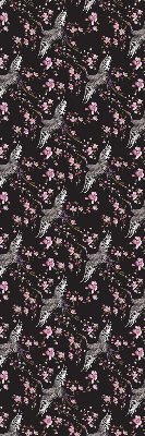 Store occultant fenetre avec motifs de hérons et de fleurs