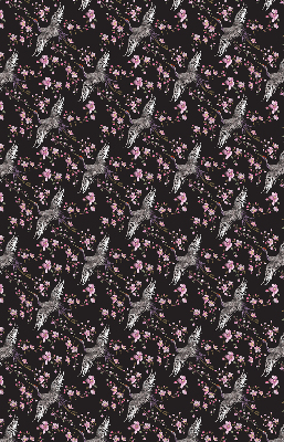 Store occultant fenetre avec motifs de hérons et de fleurs