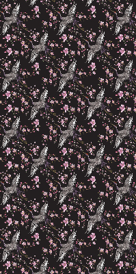 Store occultant fenetre avec motifs de hérons et de fleurs