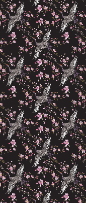 Store occultant fenetre avec motifs de hérons et de fleurs