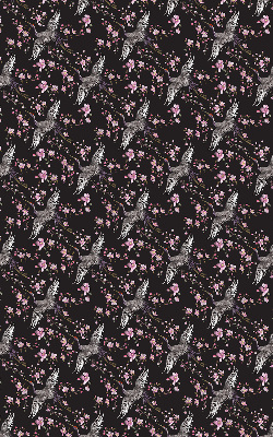 Store occultant fenetre avec motifs de hérons et de fleurs