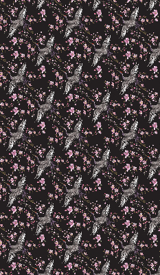 Store occultant fenetre avec motifs de hérons et de fleurs