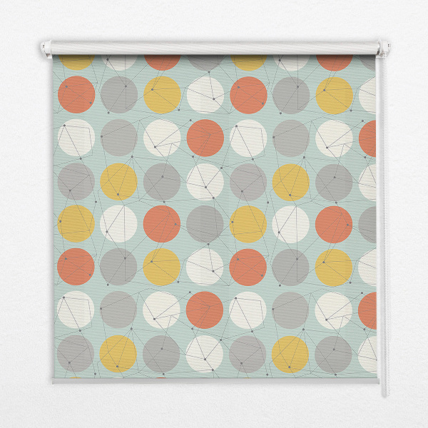 Store fenêtre intérieur avec des points reliés par des lignes sur des cercles
