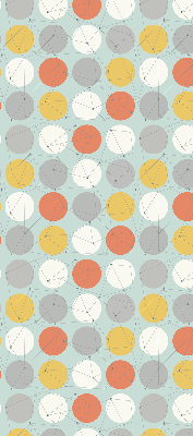 Store fenêtre intérieur avec des points reliés par des lignes sur des cercles