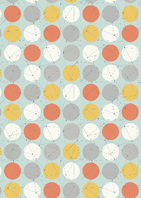 Store fenêtre intérieur avec des points reliés par des lignes sur des cercles