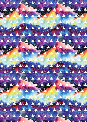 Store fenêtre intérieur avec des triangles blancs sur fond coloré
