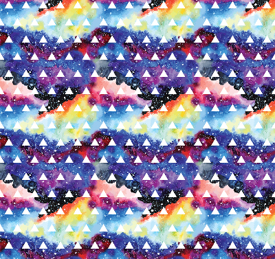 Store fenêtre intérieur avec des triangles blancs sur fond coloré