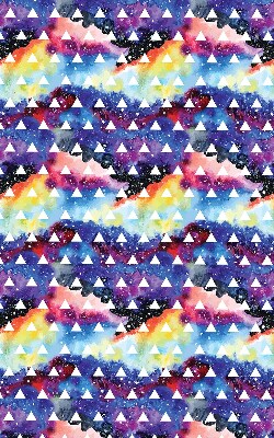 Store fenêtre intérieur avec des triangles blancs sur fond coloré