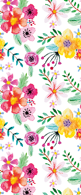 Store fenêtre intérieur avec fleurs peintes