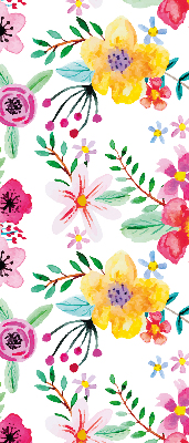 Store fenêtre intérieur avec fleurs peintes