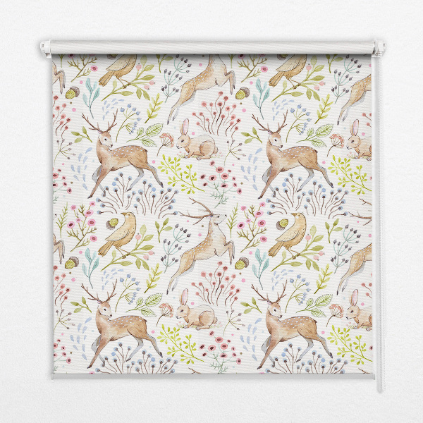 Store enrouleur occultant avec motif de chevreuils et de cerfs