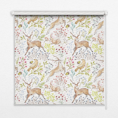 Store enrouleur occultant avec motif de chevreuils et de cerfs