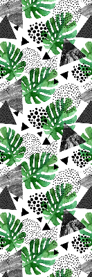 Store occultant fenêtre avec motifs de feuilles, triangles et points