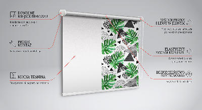 Store occultant fenêtre avec motifs de feuilles, triangles et points