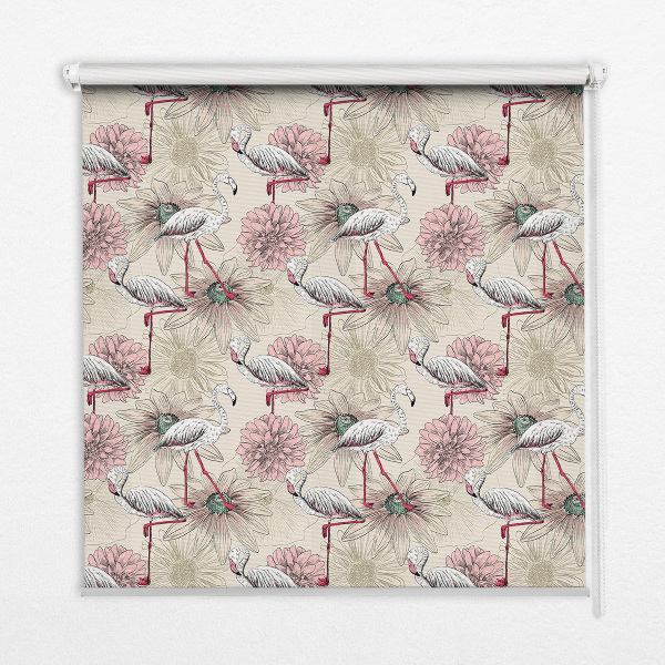 Store enrouleur occultant avec flamants roses blancs
