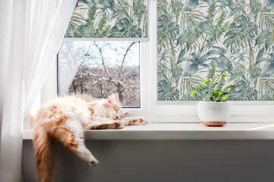 Store enrouleur occultant à motifs de feuilles tropicales