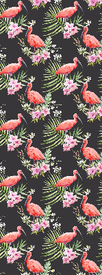 Store fenêtre intérieur flamants roses sur les plantes