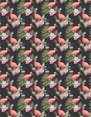 Store fenêtre intérieur flamants roses sur les plantes