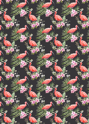 Store fenêtre intérieur flamants roses sur les plantes