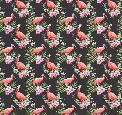 Store fenêtre intérieur flamants roses sur les plantes