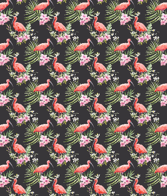 Store fenêtre intérieur flamants roses sur les plantes