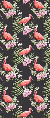 Store fenêtre intérieur flamants roses sur les plantes