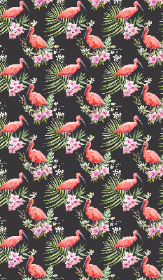 Store fenêtre intérieur flamants roses sur les plantes