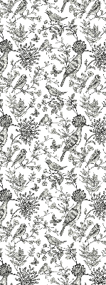 Store enrouleur occultant avec motif d’oiseaux et de plantes dessinés