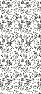 Store enrouleur occultant avec motif d’oiseaux et de plantes dessinés