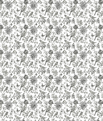 Store enrouleur occultant avec motif d’oiseaux et de plantes dessinés