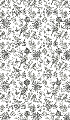 Store enrouleur occultant avec motif d’oiseaux et de plantes dessinés