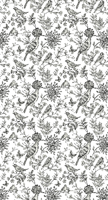Store enrouleur occultant avec motif d’oiseaux et de plantes dessinés