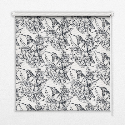 Store occultant fenetre avec motif fleurs dessinées