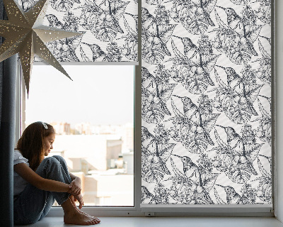 Store occultant fenetre avec motif fleurs dessinées