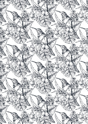 Store occultant fenetre avec motif fleurs dessinées