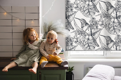 Store occultant fenetre avec motif fleurs dessinées