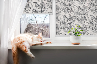 Store occultant fenetre avec motif fleurs dessinées