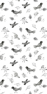 Store occultant fenetre avec des oiseaux et des feuilles dessinés