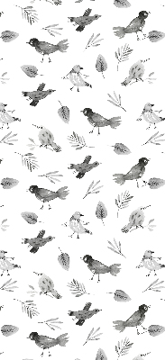 Store occultant fenetre avec des oiseaux et des feuilles dessinés