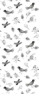 Store occultant fenetre avec des oiseaux et des feuilles dessinés