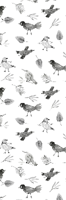 Store occultant fenetre avec des oiseaux et des feuilles dessinés