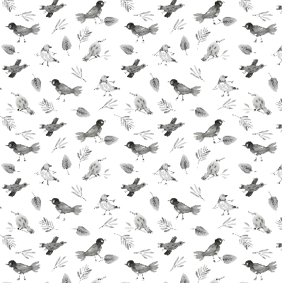 Store occultant fenetre avec des oiseaux et des feuilles dessinés