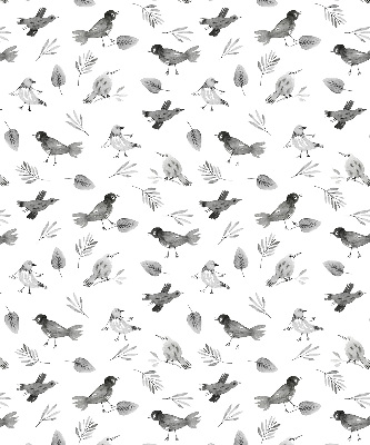 Store occultant fenetre avec des oiseaux et des feuilles dessinés