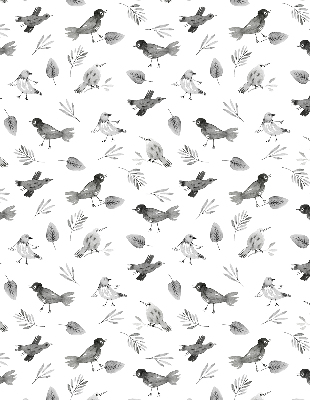 Store occultant fenetre avec des oiseaux et des feuilles dessinés