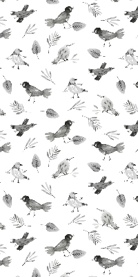 Store occultant fenetre avec des oiseaux et des feuilles dessinés